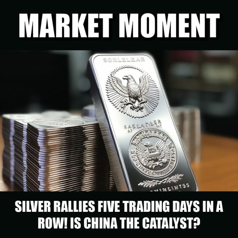 Silver rallies five trading days in a row! Is China the catalyst?