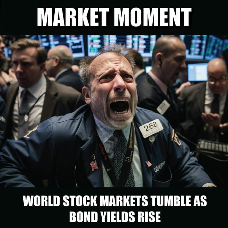 World stock markets tumble as bond yields rise