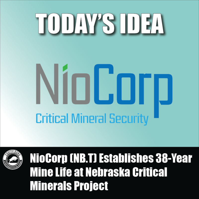 NioCorp (NB.T) Establishes 38-Year Mine Life at Nebraska Critical Minerals Project