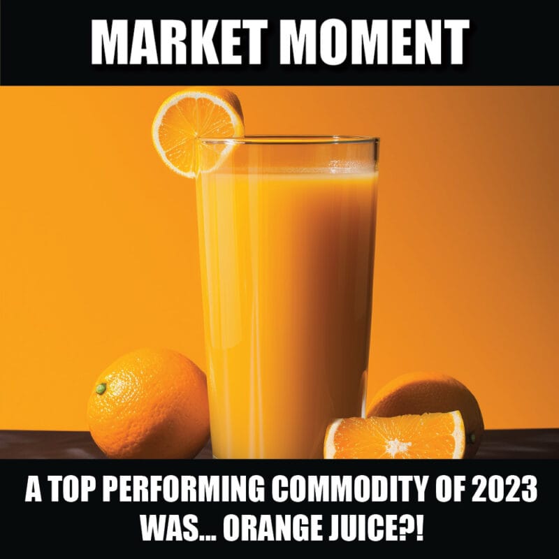 One of the top performing commodities of 2023 was… orange juice?!